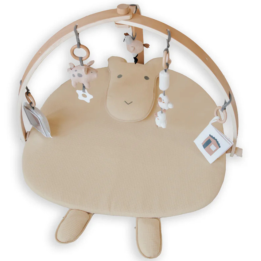 Tapis de jeu avec arceau en bois - Mouton - Sable foncé  