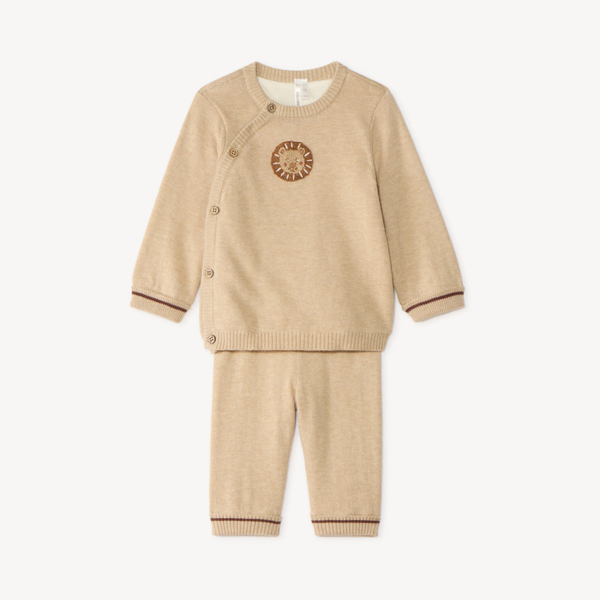 Tweedelige set met trui en broek voor babyjongen met leeuwenmotief 