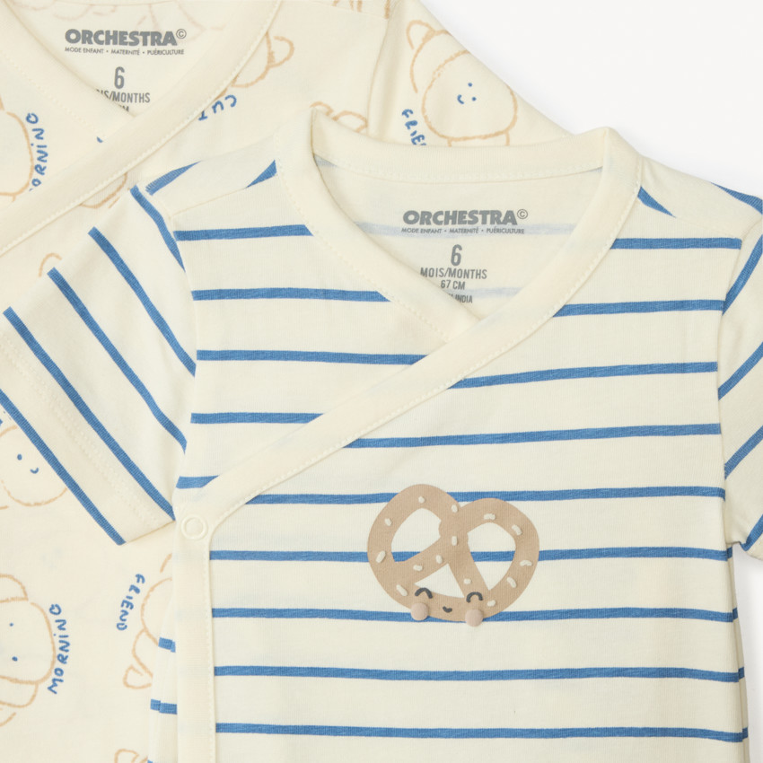 Set van 3 korte mouwen rompertjes met maantjesmotief voor babyjongen (verschillende openingen afhankelijk van de leeftijd) 