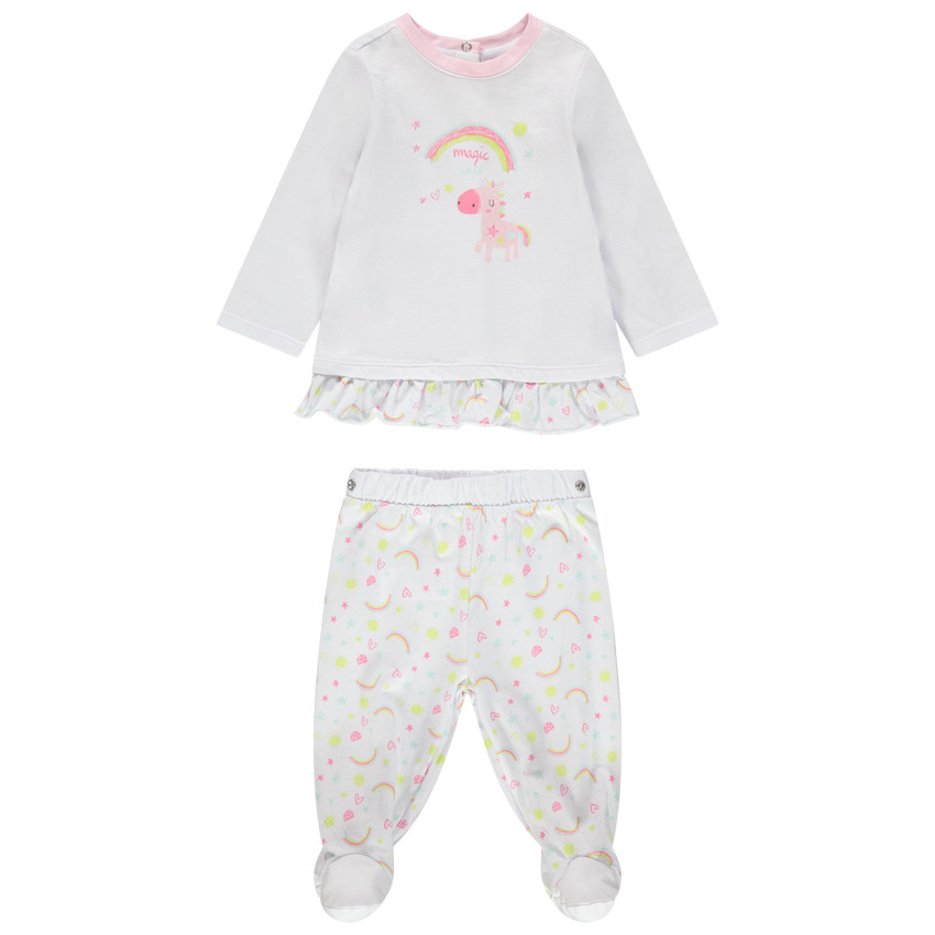 Pyjama en jersey print licorne et arcs-en-ciel 