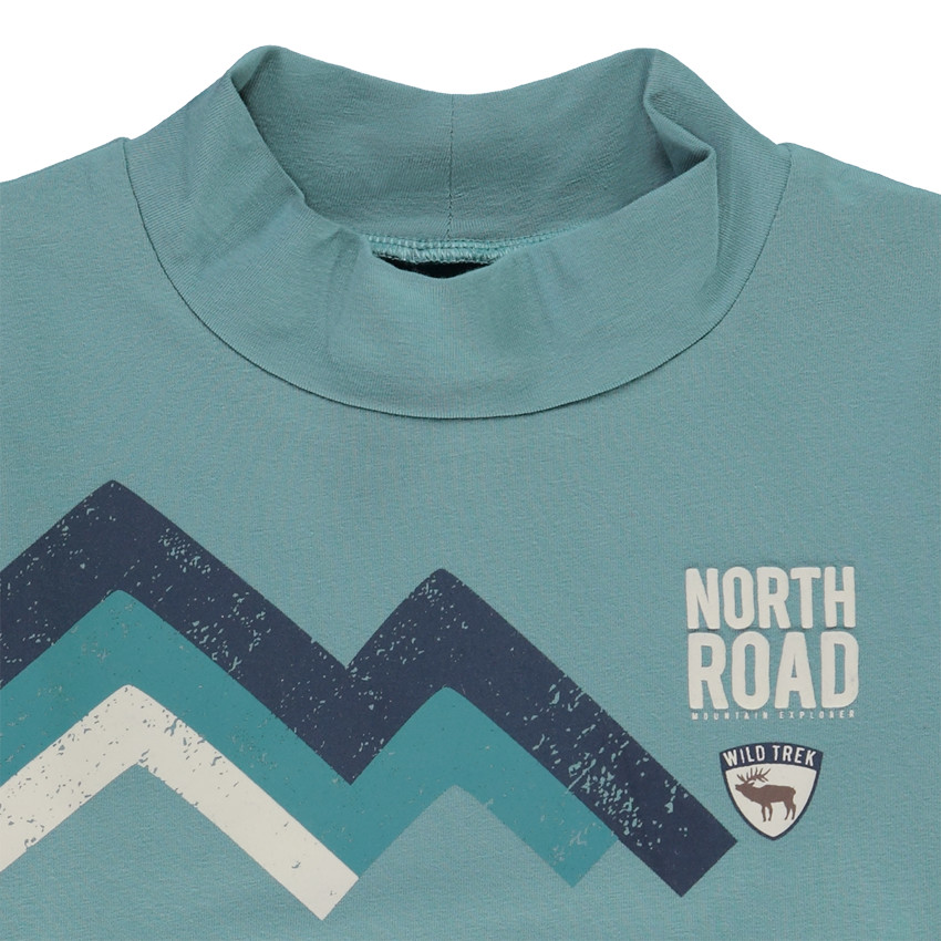 Sous-pull col cheminée en jersey print montagne pour garçon 