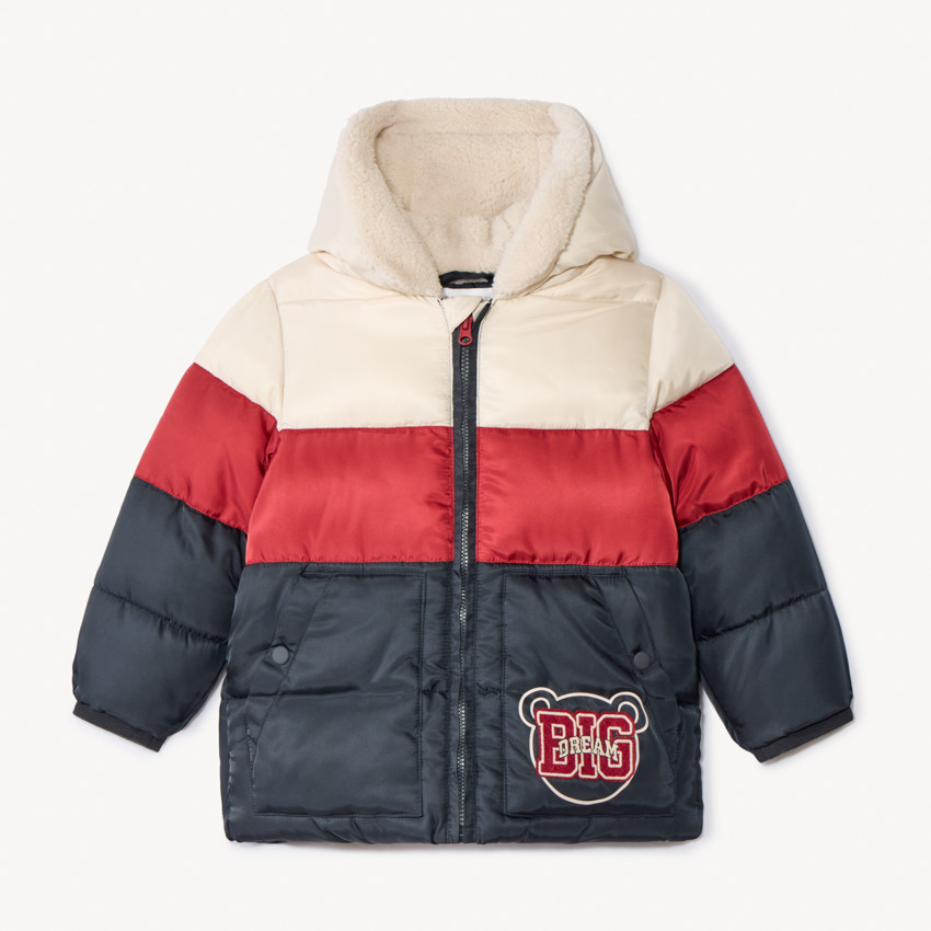 Donsjas met colourblock-effect en sherpavoering voor babyjongens 