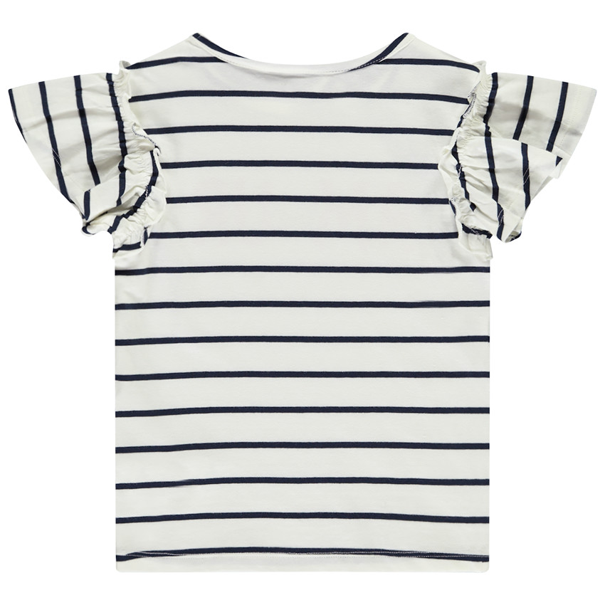 T-shirt manches coures marinière avec print pour fille  