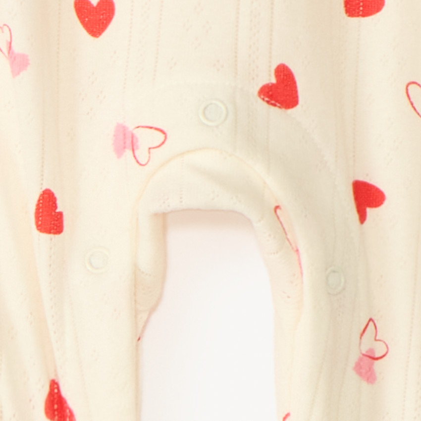 Pyjama in gaas met hartjesprint voor meisjes (openingen variëren naargelang de leeftijd) 
