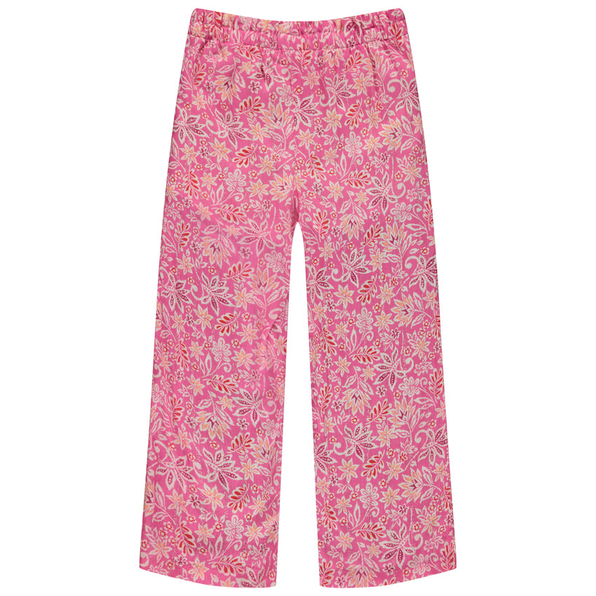 Vloeibare broek met nepceintuur en bloemenprint voor meisjes 
