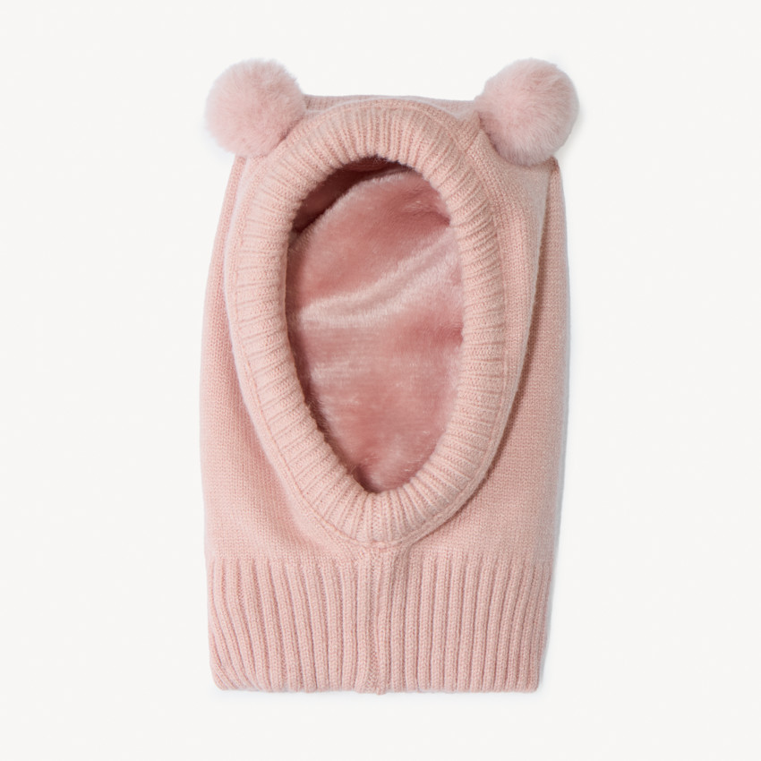 Cagoule à pompons doublée sherpa pour bébé fille 