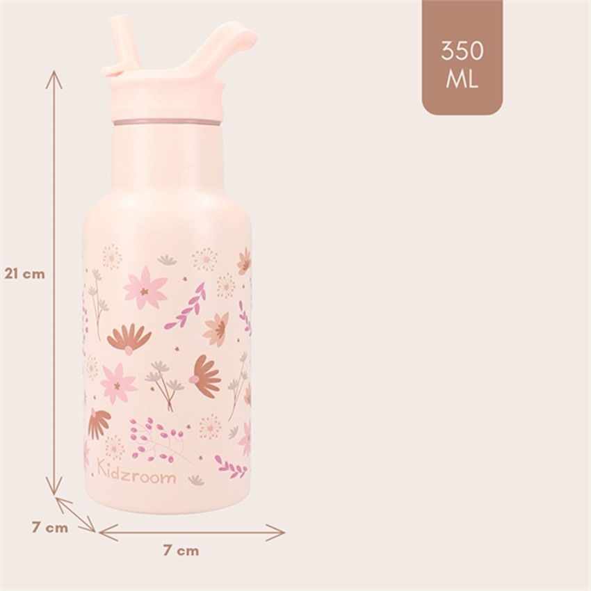 Gourde isotherme 350ml Fleurs Rose 
