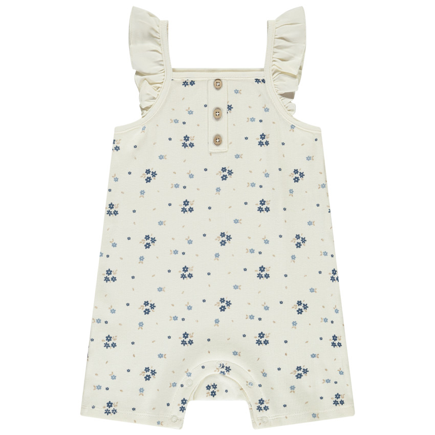 Combishorts côtelée imprimé fleuri pour bébé fille 