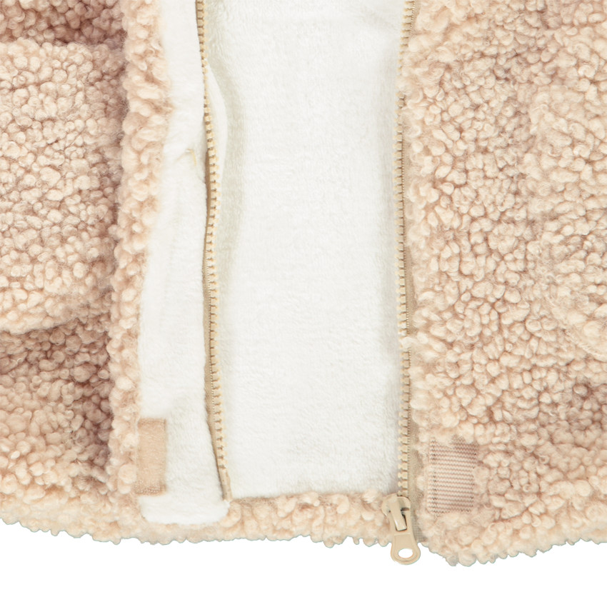 Manteau en fausse fourrure à coeur brodé pour enfant fille 