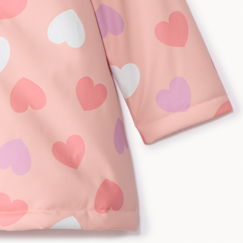 Waterafstotende rozenroze rubberparka met magische hartenprint voor babymeisje 