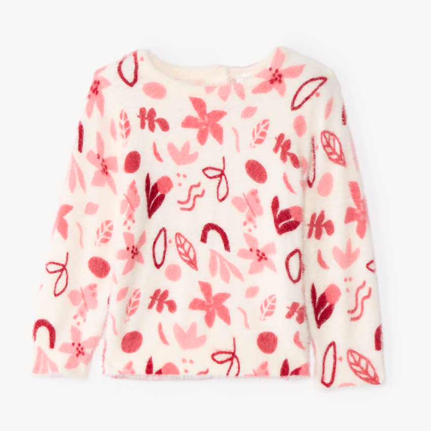 Trui met lange mouwen in zacht, pluizig gebreid materiaal met arty print voor meisjes 