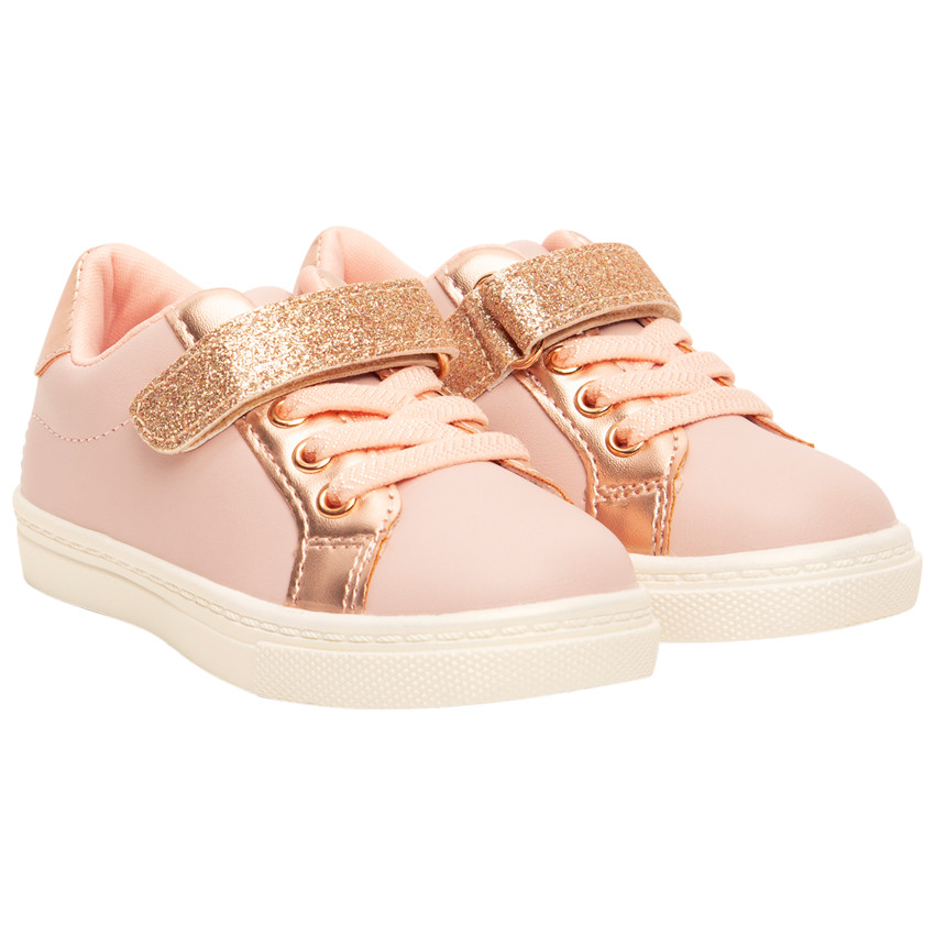 Baskets basses à scratch métallisées et pailletées pour bébé fille 