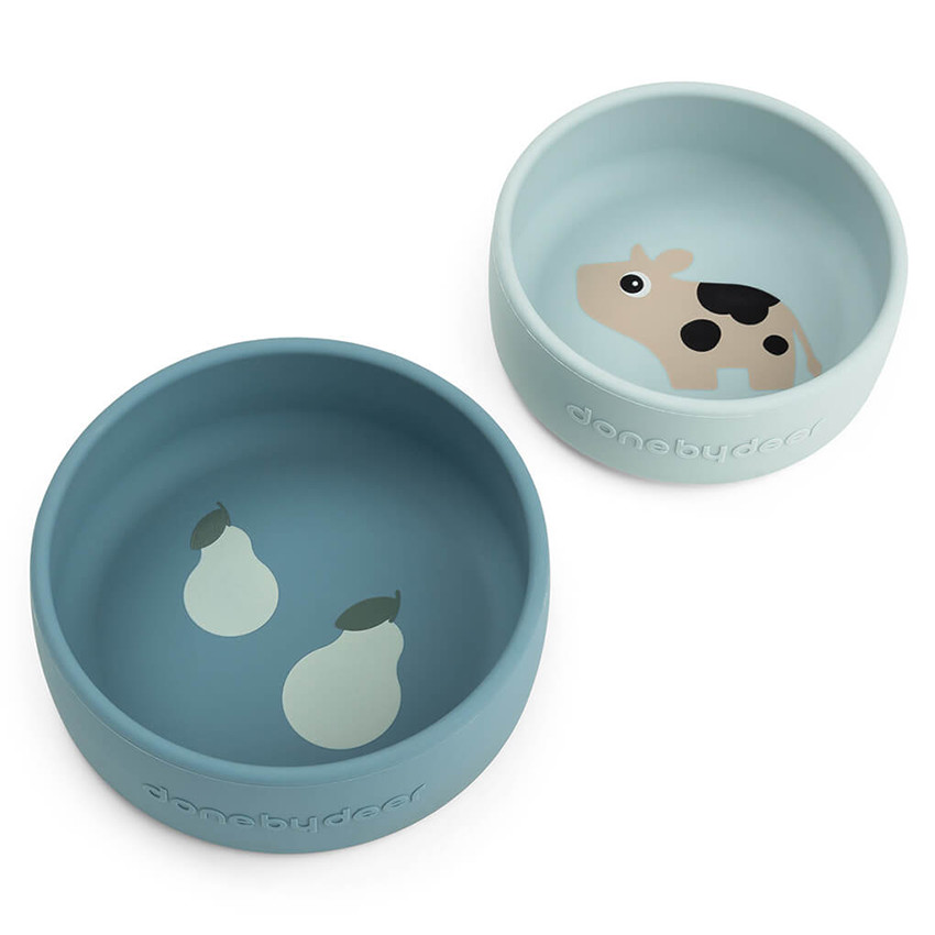 Set van 2 siliconen kommen Dotti Blauw 
