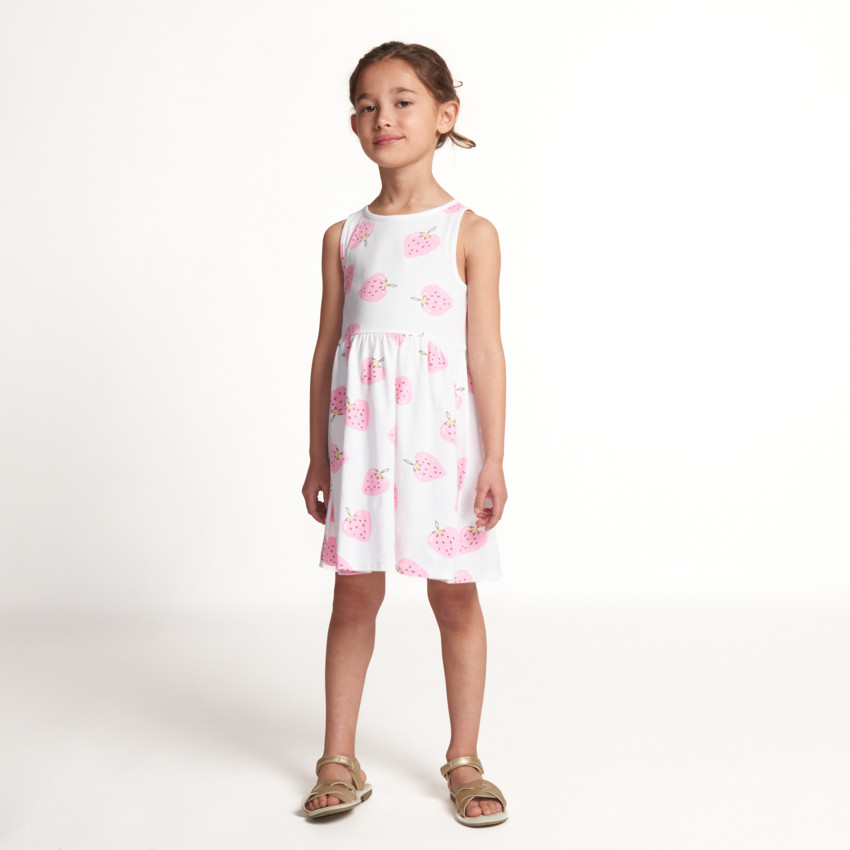 Robe sans manches imprimé fraises pour fille 