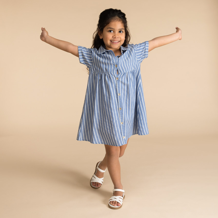 Robe chemise manches courtes rayée pour fille 