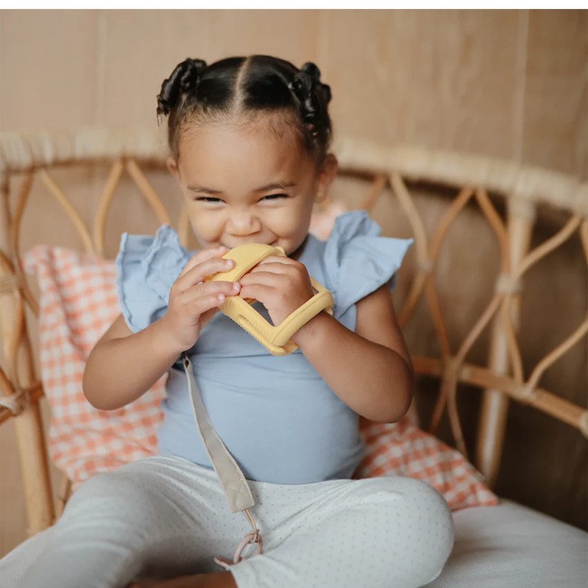 Anneau de dentition mitaine No-Drop Soleil Jaune  