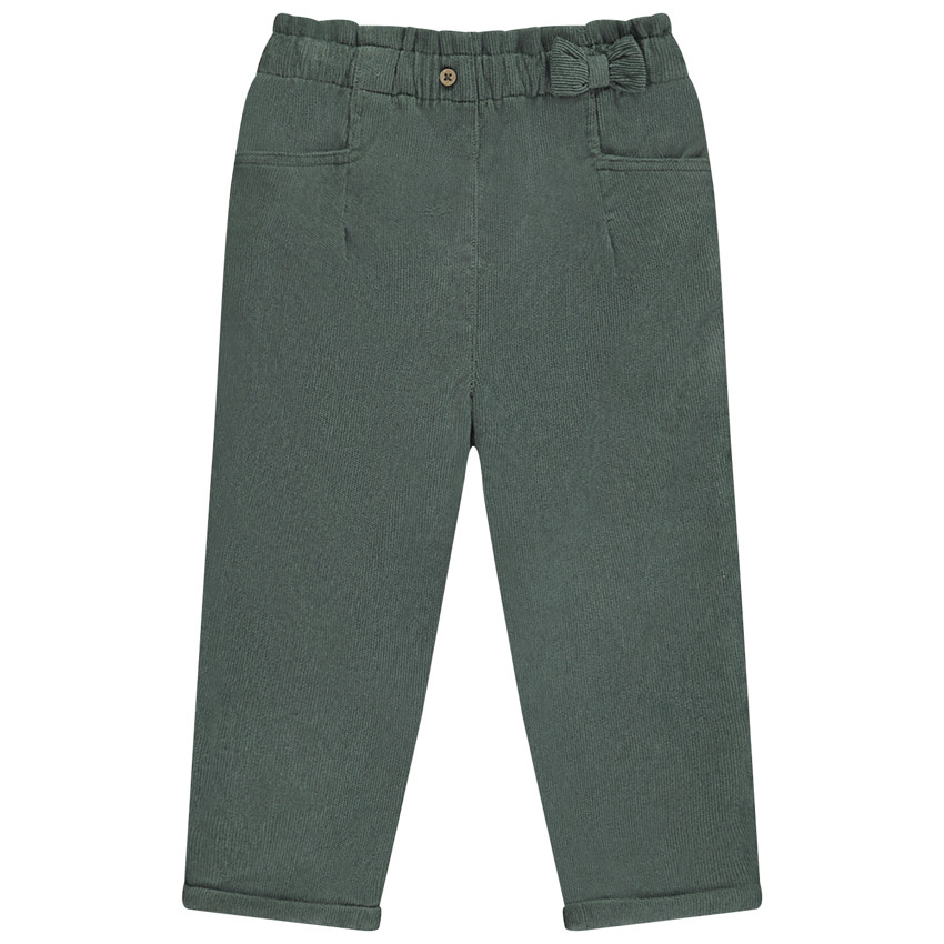 Pantalon en velours côtelé doublé à nœud pour bébé fille 