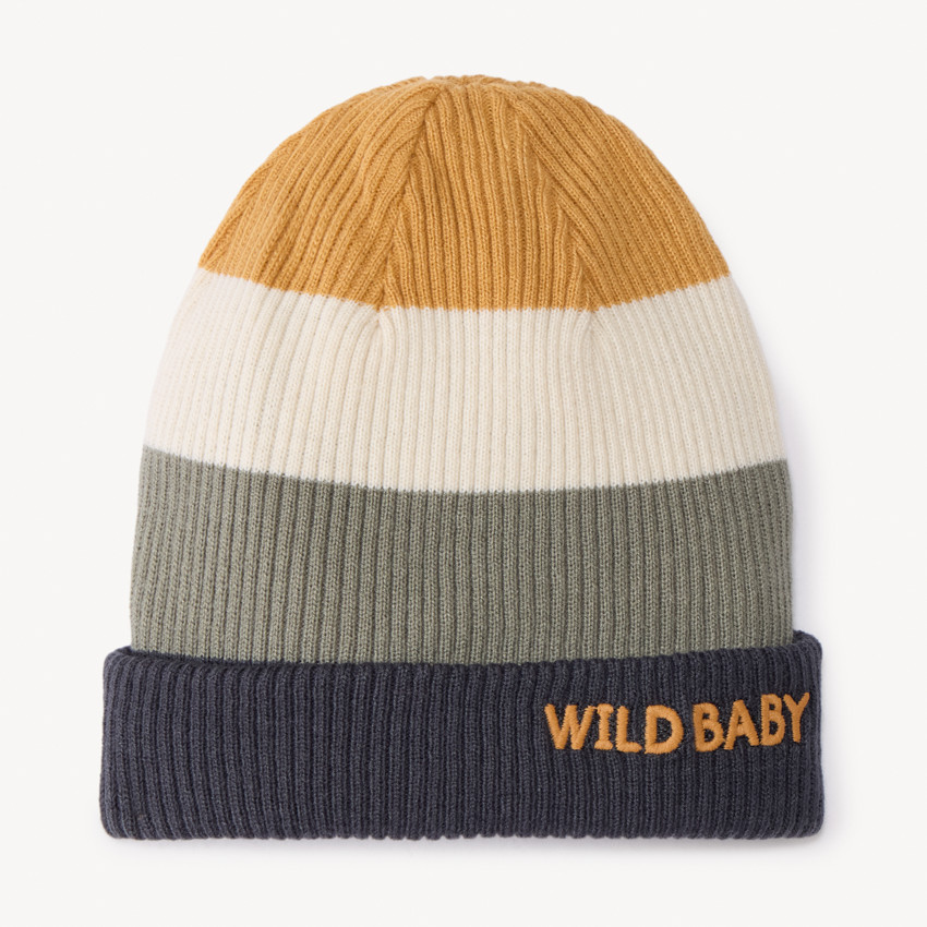 Geribde muts met colour block effect voor babyjongen 