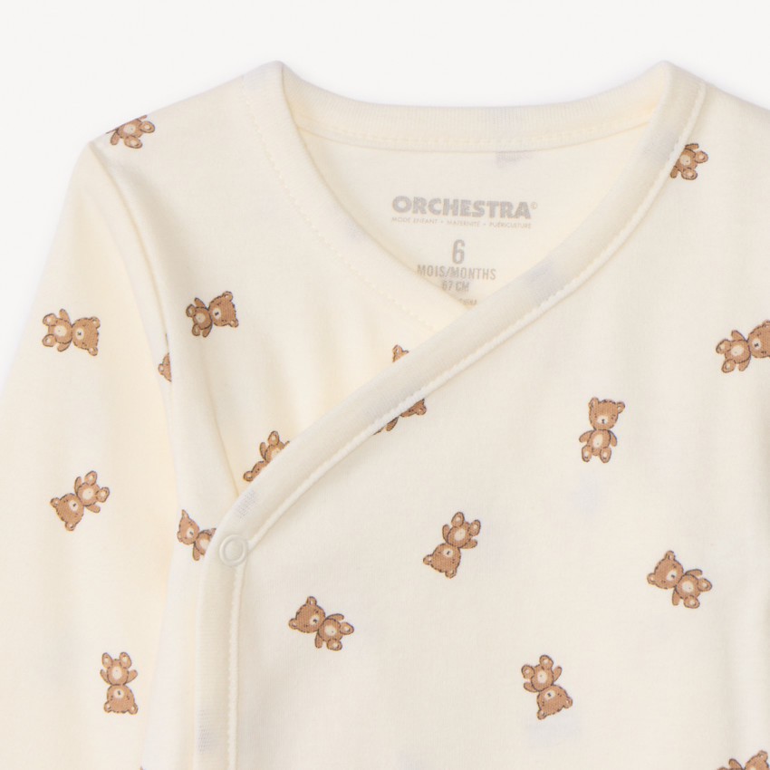 Set van 2 lange mouwen rompers met berenmotief voor baby's 