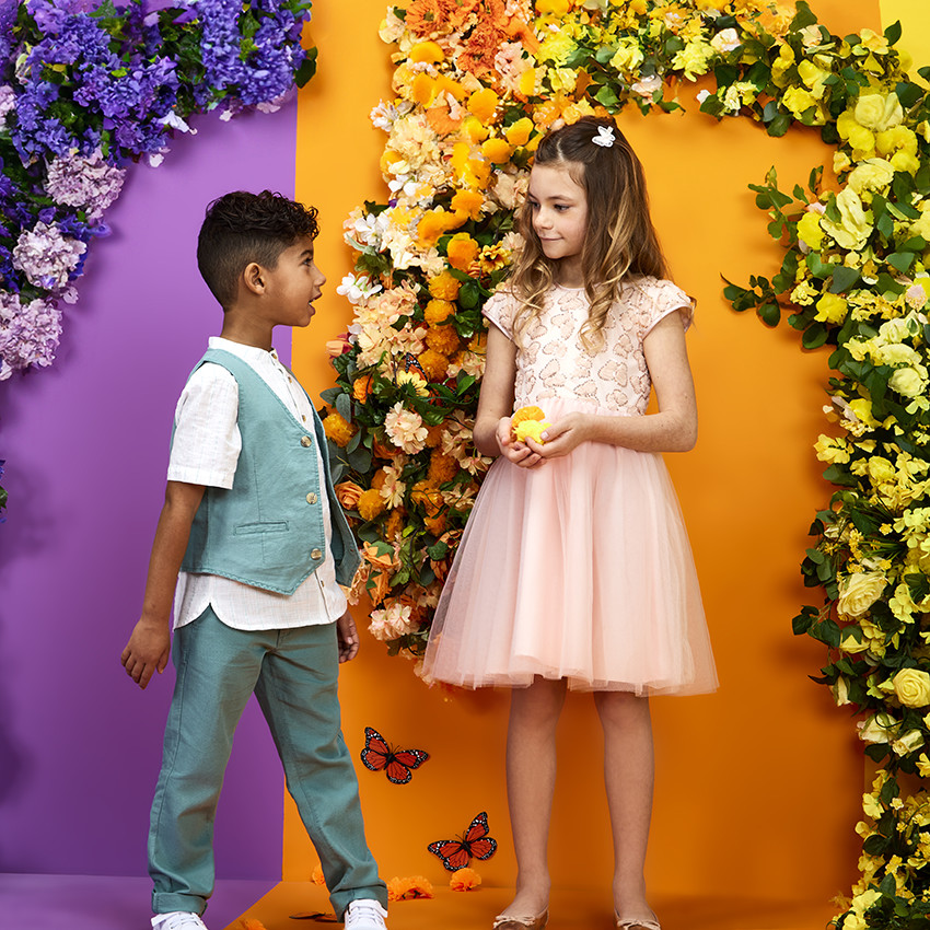 Ceremoniejurk in tule met pailletten vlinders voor meisjes 