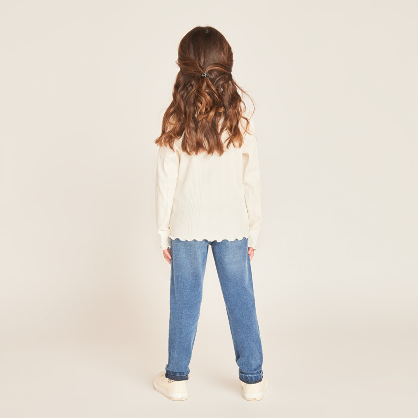 Jeans slim in denim met used effect voor meisjes 