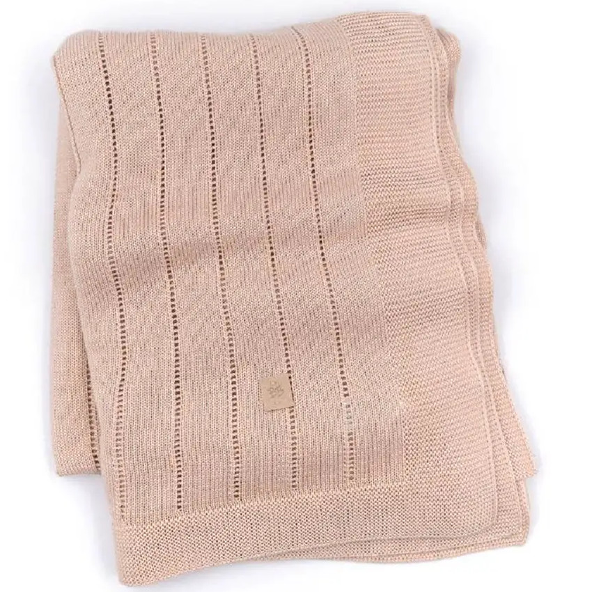 Couverture berceau rayée - 75x100 cm - Rose 