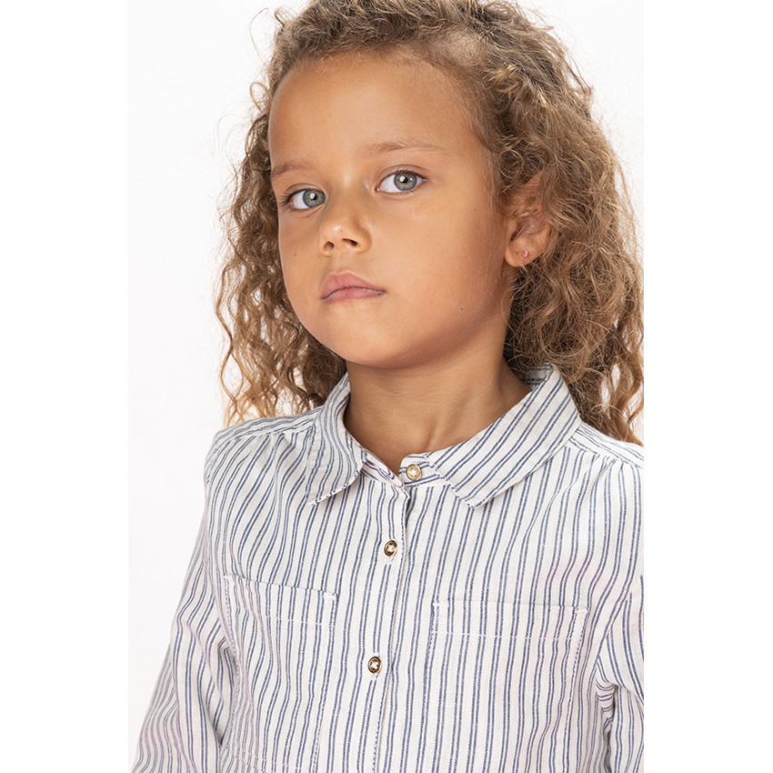 Robe chemise rayée à manches longues pour fille  