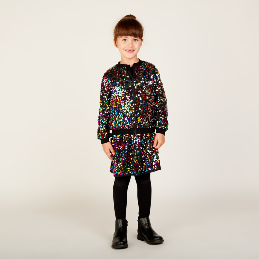 Jupe de fête à sequins multicolores pour fille 