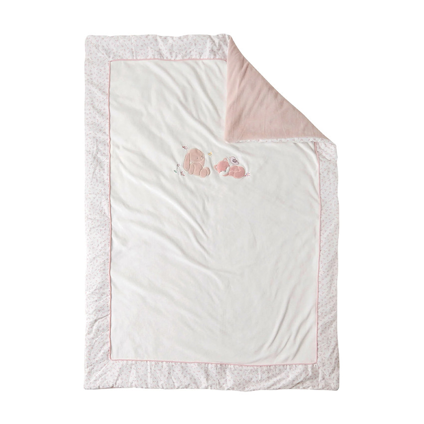 Couverture 100 x 135 cm Alice & Pomme rose poudré 