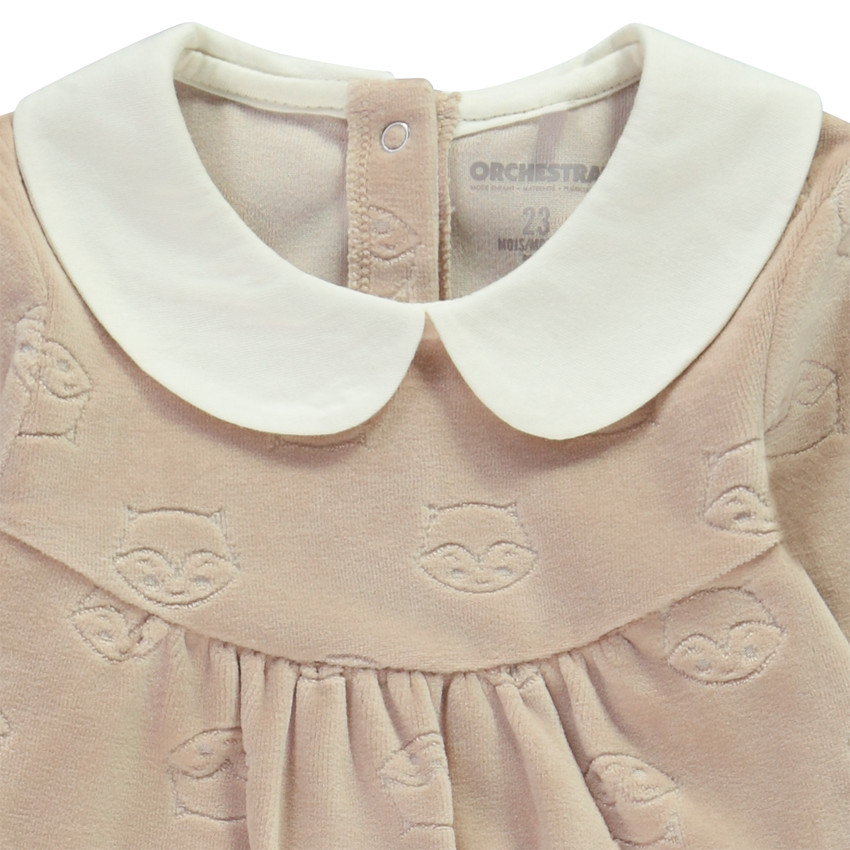 Pyjama in fluweel met vosjes voor meisjes 