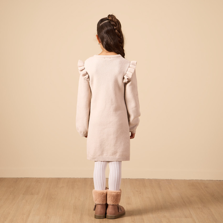 Gebreide jurk met ruches voor meisjes 