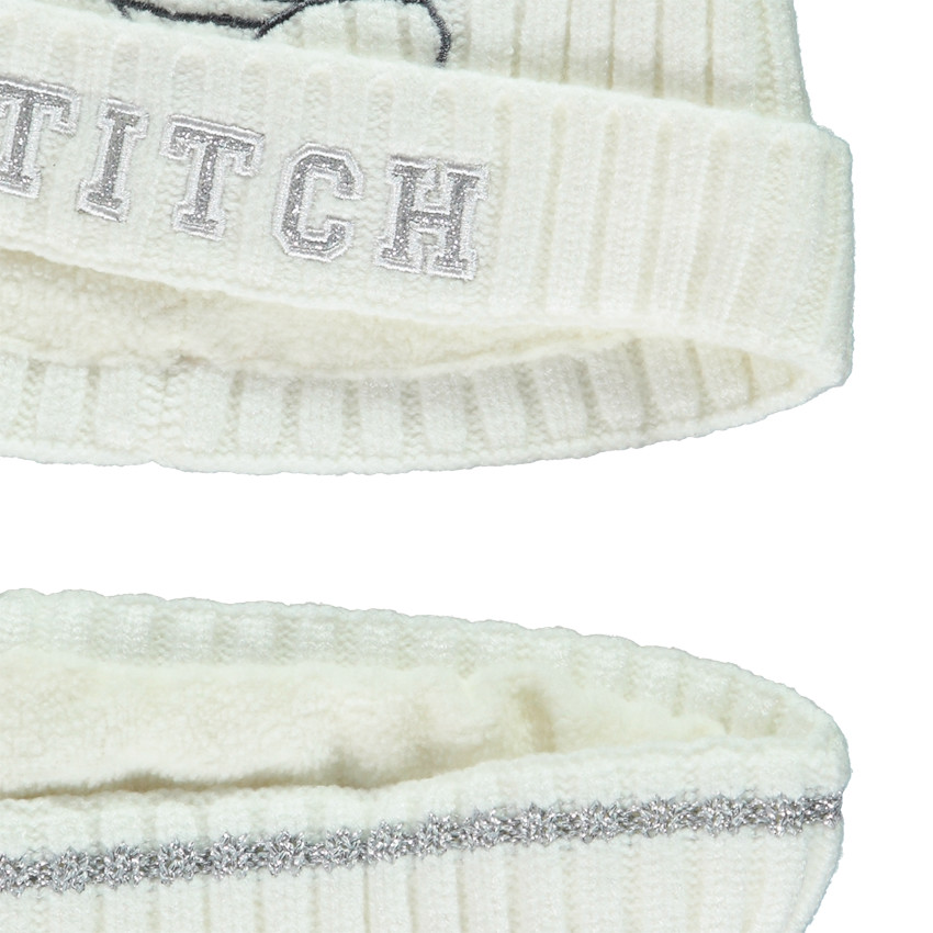 Ensemble bonnet à pompons + Snood en tricot Stitch Disney pour fille 