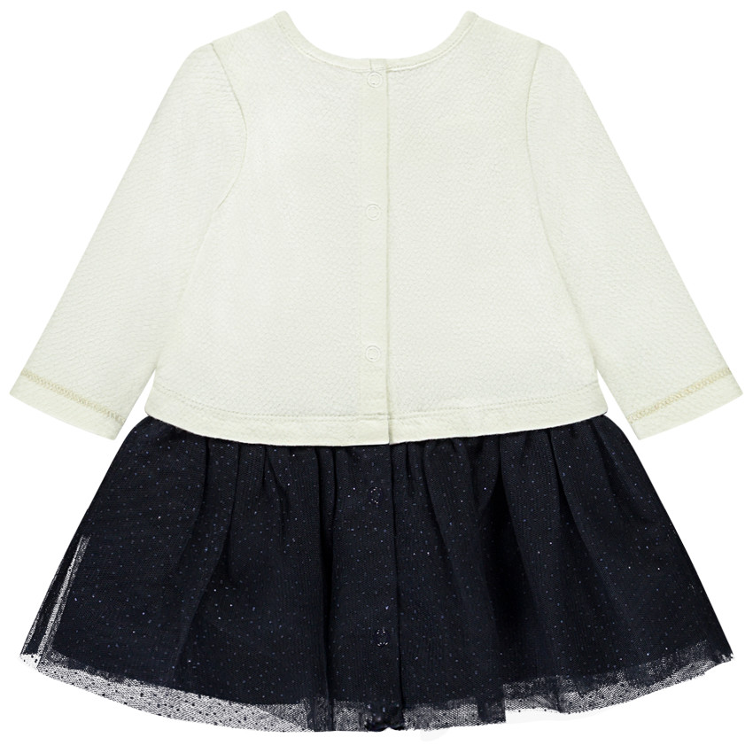 Robe de fête effet 2 en 1 bi-matière pour bébé fille 