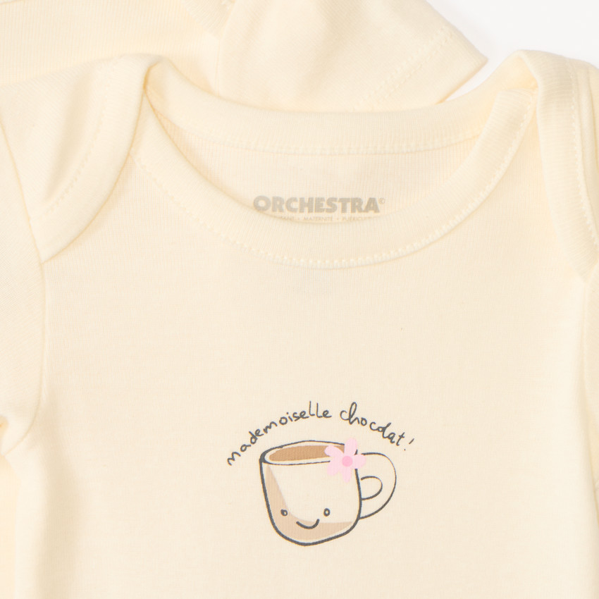 Set van 7 korte mouwen rompers met ontbijtdruk voor meisjes. 