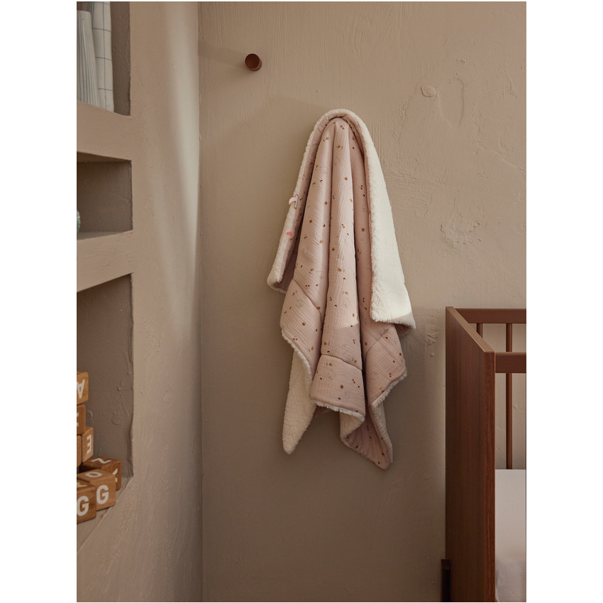 Couverture mousseline & sherpa 75x100cm Colombes du bonheur  