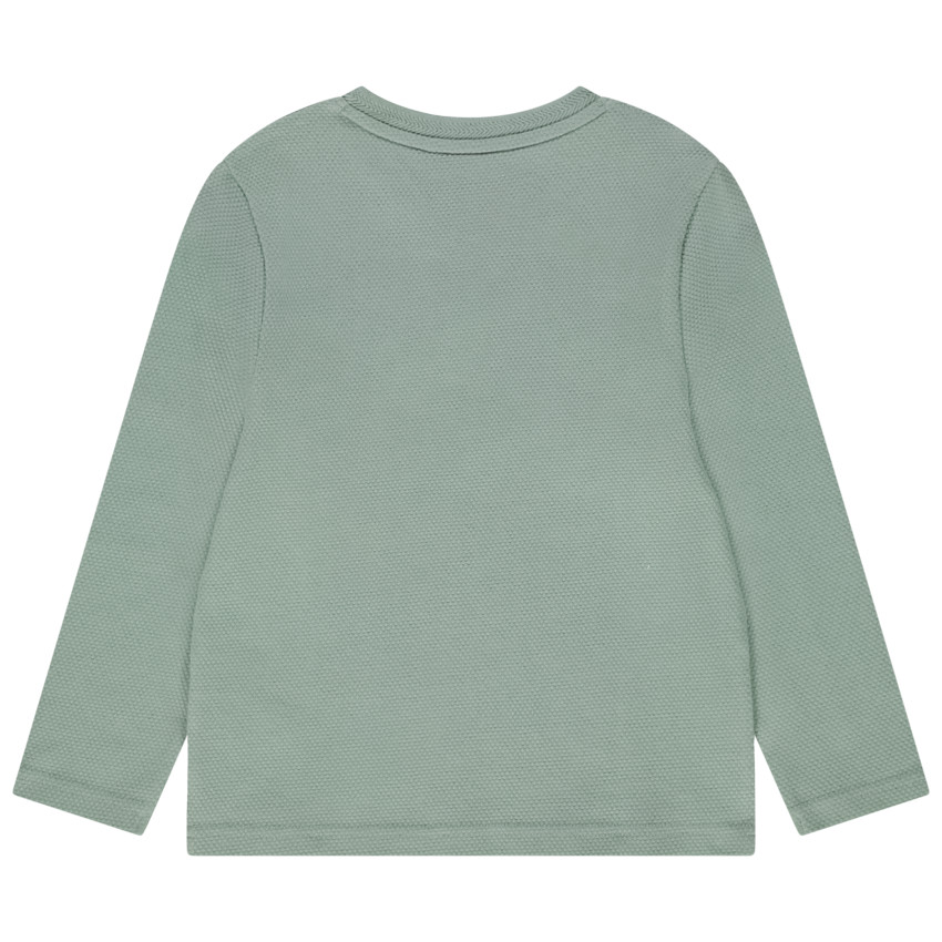 T-shirt met lange mouwen in honingraatstof en getextureerde ronde hals jongens 