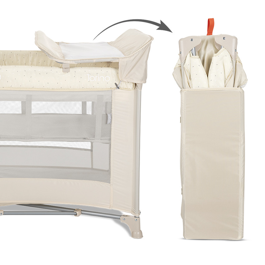 Lit parapluie Torino 2 hauteurs + accessoires Beige 