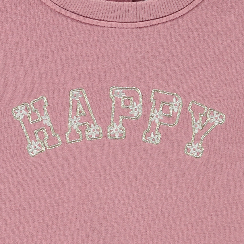 Sweatshirt met lange mouwen in fleece met geborduurd patch voor baby meisje 