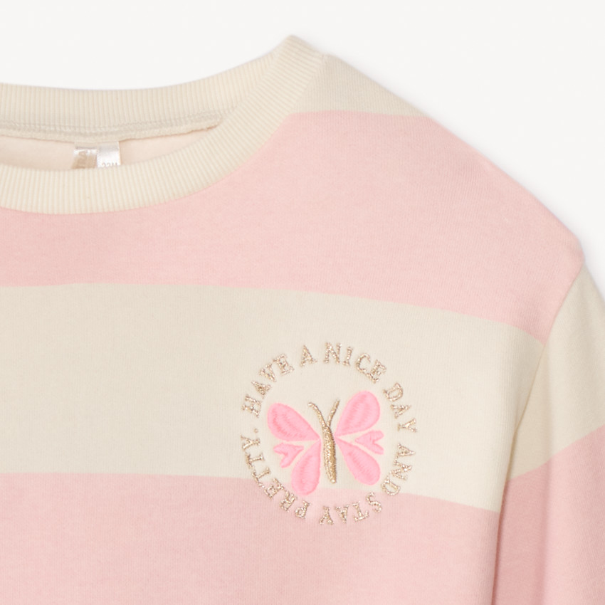 Sweat molleton oversize rayé et brodé pour bébé fille 