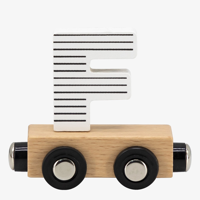Lettre "F" en bois pour train coloré  