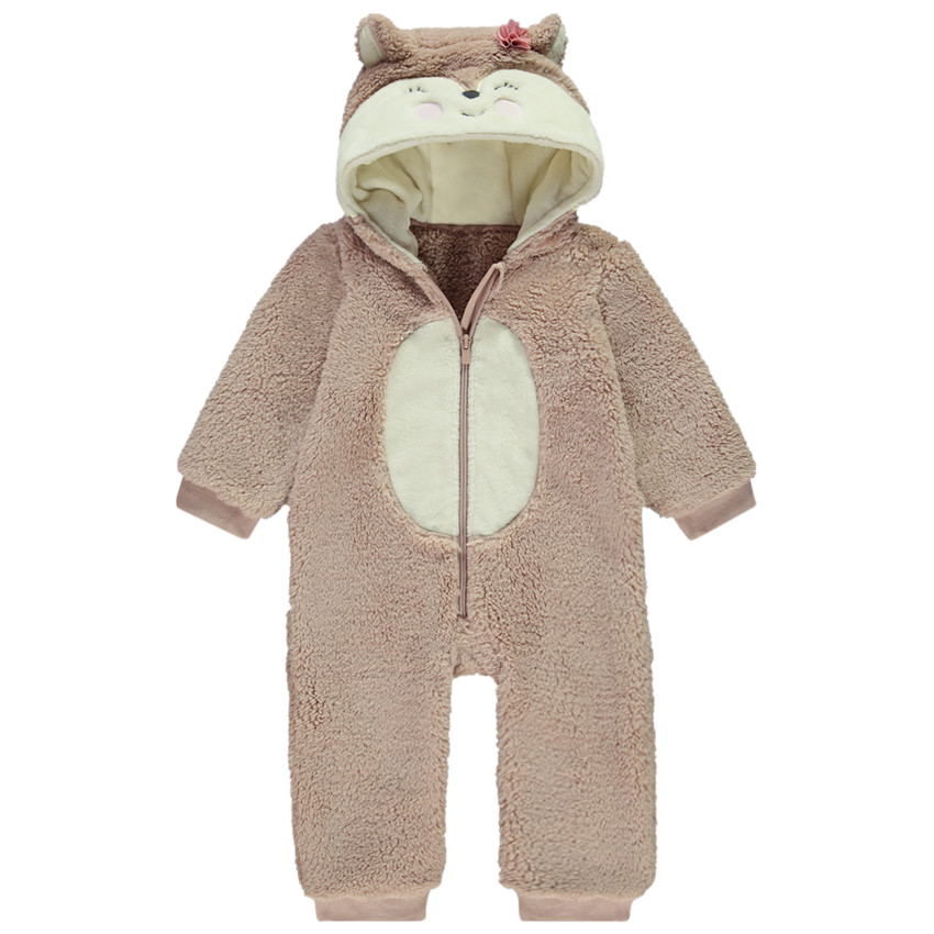 Surpyjama ludique renarde en sherpa pour bébé fille 