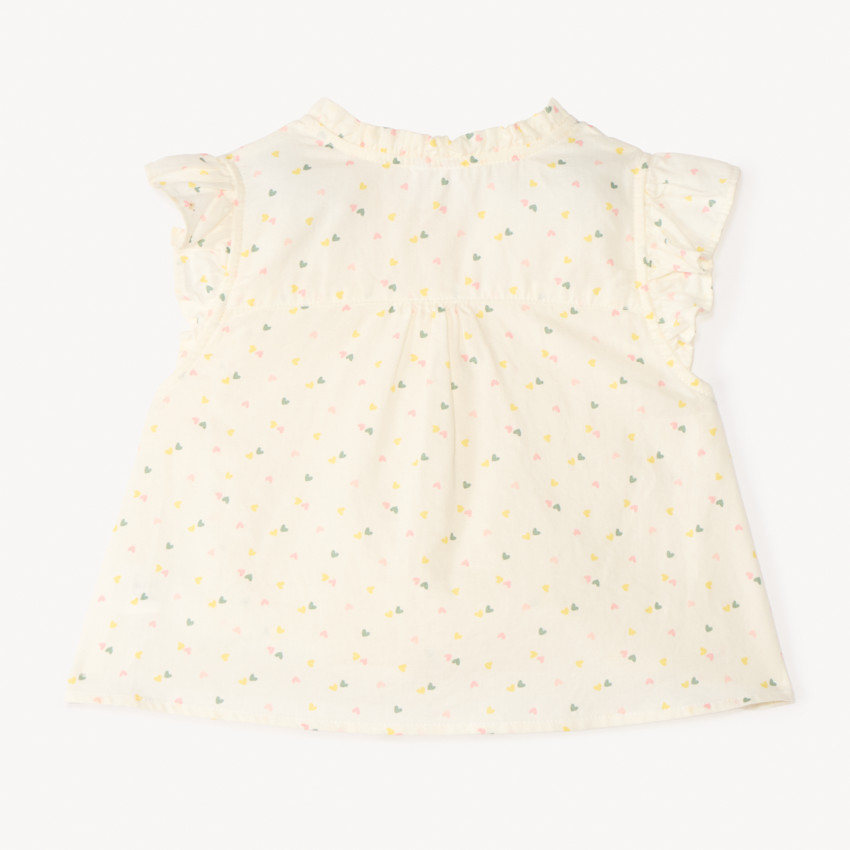 Chemisier à manches volantées imprimé cœurs pour bébé fille 