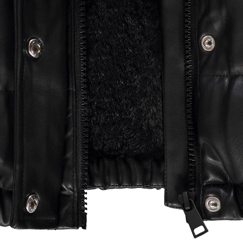 Doudoune sans manches en similicuir et doublure en sherpa pour fille  