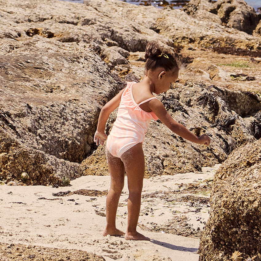 Asymmetrisch één stuk badpak met tie & dye-effect voor babymeisjes 