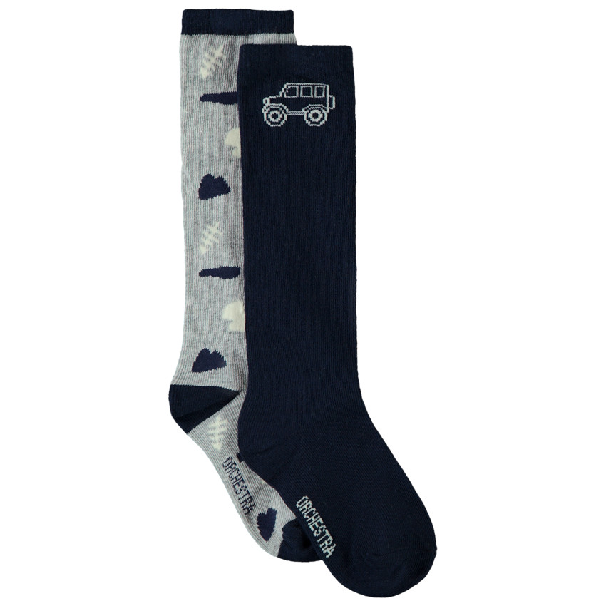 Lot de 2 paires de chaussettes hautes fantaisie pour garçon 