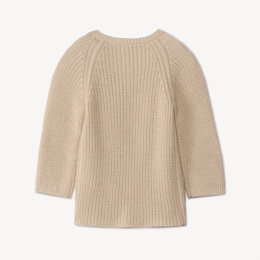 Gebreid vestje in fluweel, effen beige, voor baby 