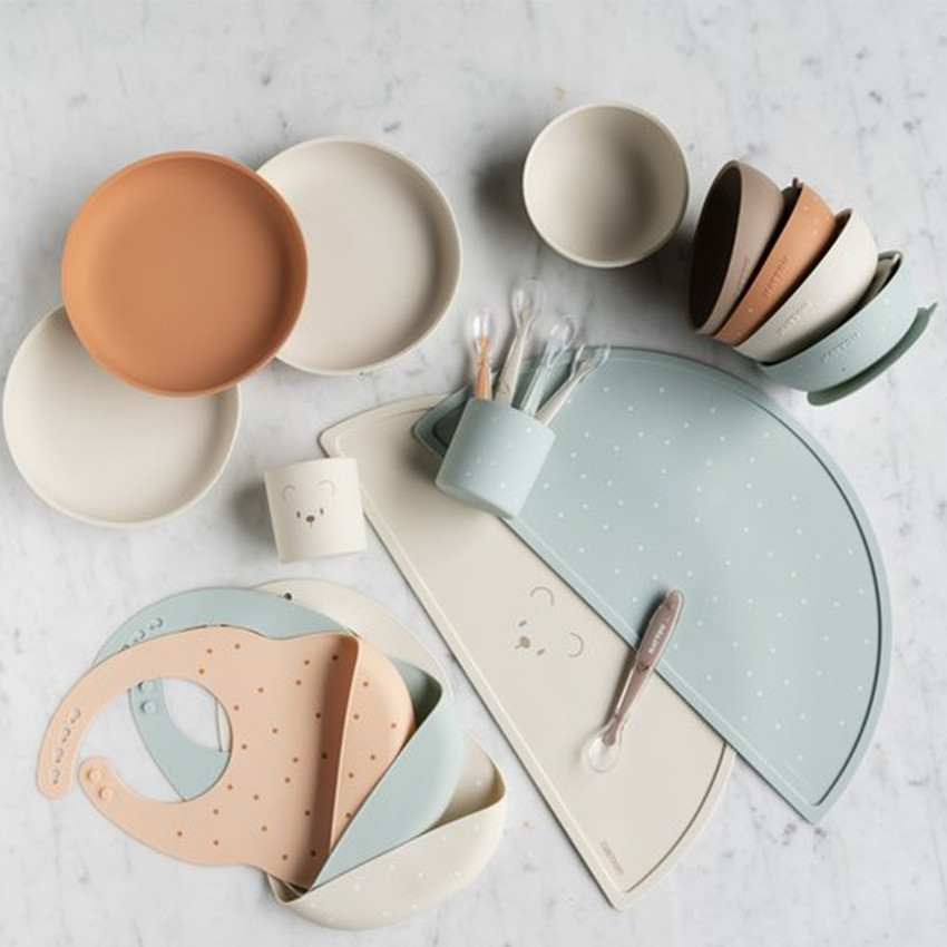 Set Repas enfant - Silicone - Terracotta/étoiles - 3 pcs 