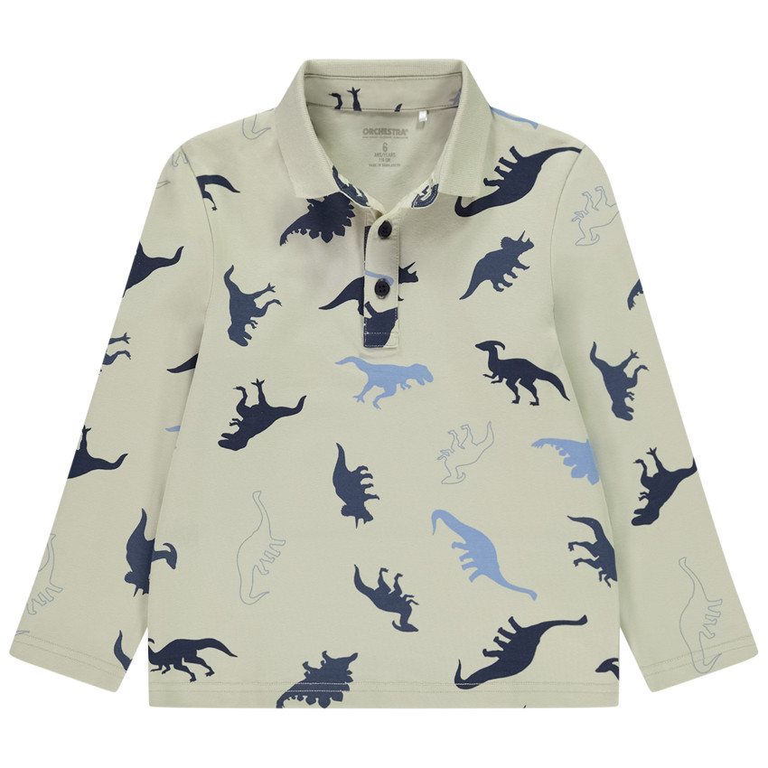 Poloshirt met lange mouwen en fantasieprint voor jongens 