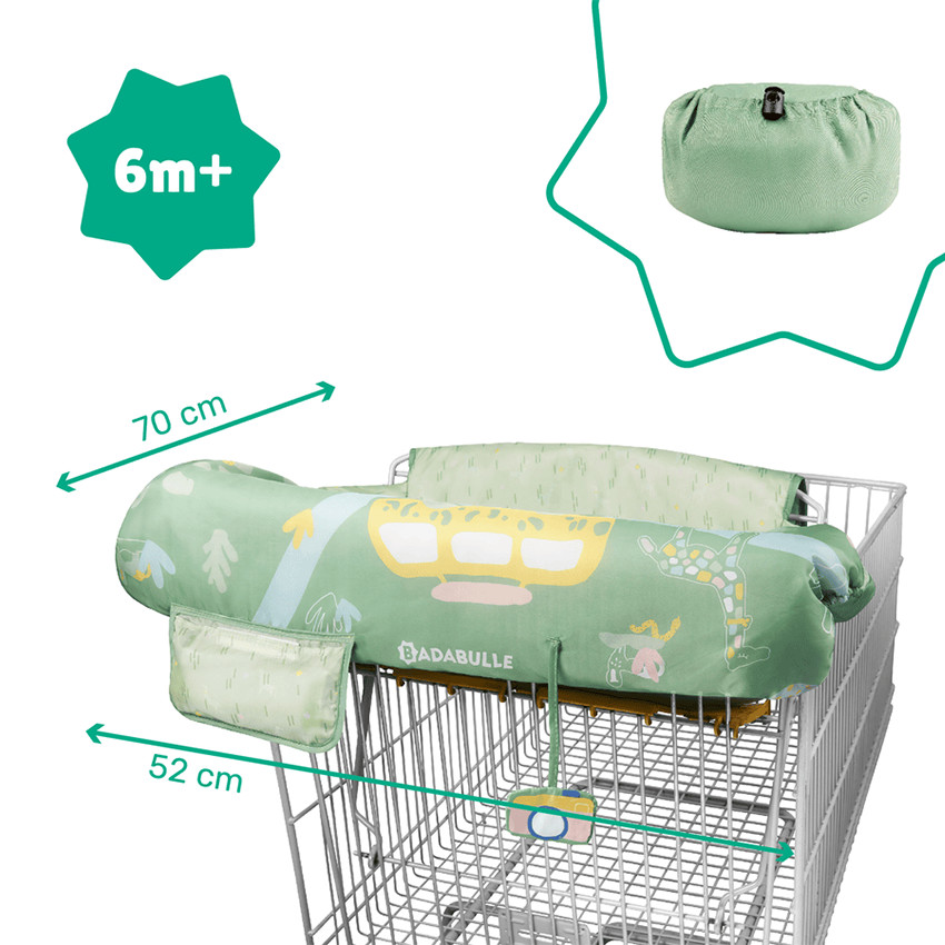 Protège chariot de supermarché en tissu Safari vert 