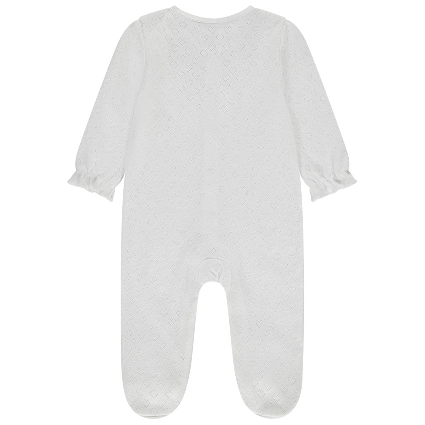 Pyjama in pointelle mesh harten voor baby meisje 